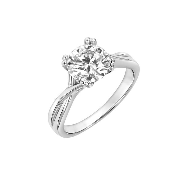 2 Carat DEW Round Moissanite Sterling Silver Solitaire Engagement Ring