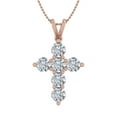 thumbnail image 1 of 2 Carat Diamond Cross Pendant Necklace in 14K Rose Gold (Silver Cable Chain) - IGI Certified, 1 of 4