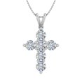 thumbnail image 1 of 2 Carat Diamond Cross Pendant Necklace in 14K White Gold (Silver Cable Chain) - IGI Certified, 1 of 4
