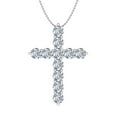 thumbnail image 1 of 2 Carat Diamond Cross Pendant Necklace in 14K White Gold (Silver Chain Included) - IGI Certified, 1 of 4