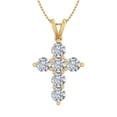 thumbnail image 1 of 2 Carat Diamond Cross Pendant Necklace in 14K Yellow Gold (Silver Cable Chain) - IGI Certified, 1 of 3