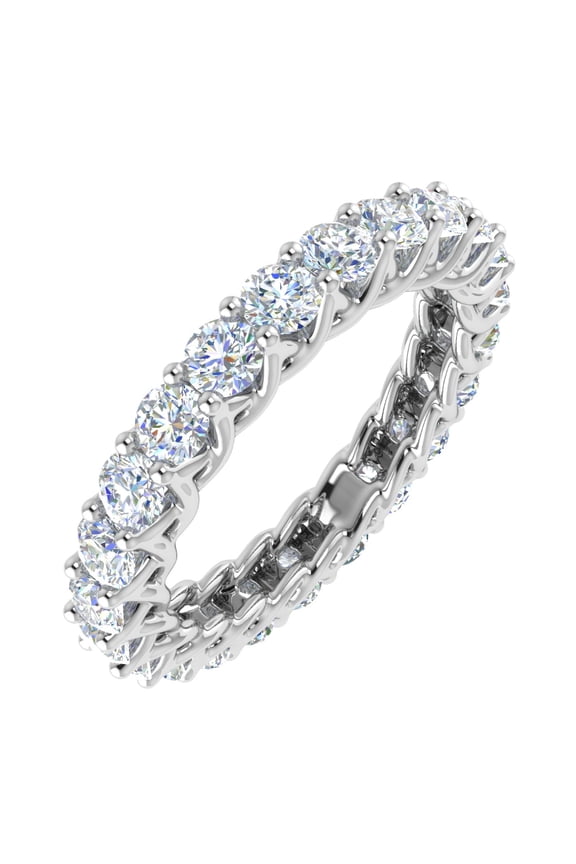 2 Carat Diamond Eternity Wedding Band Ring in 14K White Gold - IGI Certified (Ring Size 4)