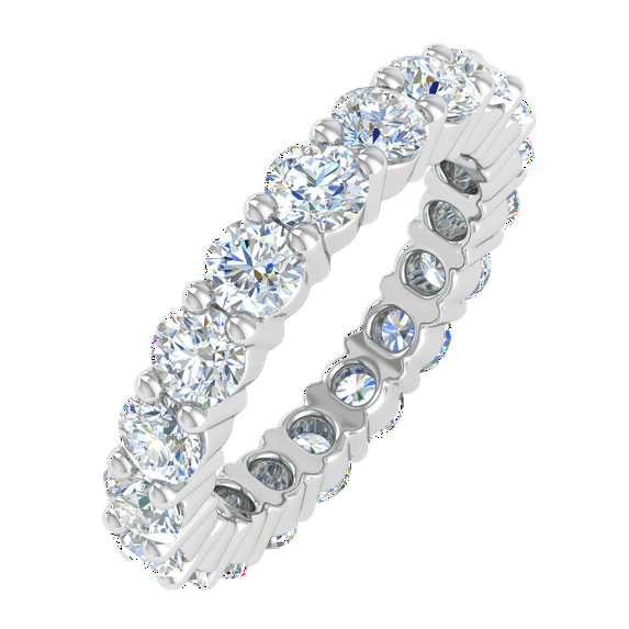 2 Carat Diamond Eternity Wedding Band Ring in 14K White Gold - IGI Certified (Ring Size 7.5)