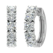 FINEROCK LLC 2 Carat Diamond Hoop Earrings in 10K White Gold - IGI Certified