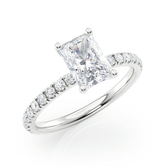 2 Carat Diamond and Radiant Cut Moissanite Engagement Ring in 14k White Gold (G-H/VS, G-H/SI, cttw) Size 10.5 by Beverly Hills Jewelers