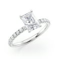 thumbnail image 1 of 2 Carat Diamond and Radiant Cut Moissanite Engagement Ring in 14k White Gold (G-H/VS, G-H/SI, cttw) Size 8 by Beverly Hills Jewelers, 1 of 4