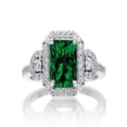 thumbnail image 1 of 2 Carat Emerald Cut Emerald and White Diamond Halo Engagement Ring on 10k White Gold, 1 of 1