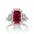 thumbnail image 1 of 2 Carat Emerald Cut Ruby and White Diamond Halo Engagement Ring on 10k White Gold, 1 of 1