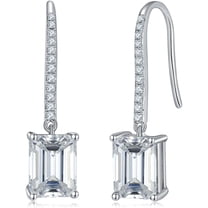 2 Carat Emerald cut Moissanite Earring for Women Lab Diamond Earrings Drop 18K Gold Plated with 925 Sterling Silver Diamond Dangle Earrings Moissanite Dangle Earrings