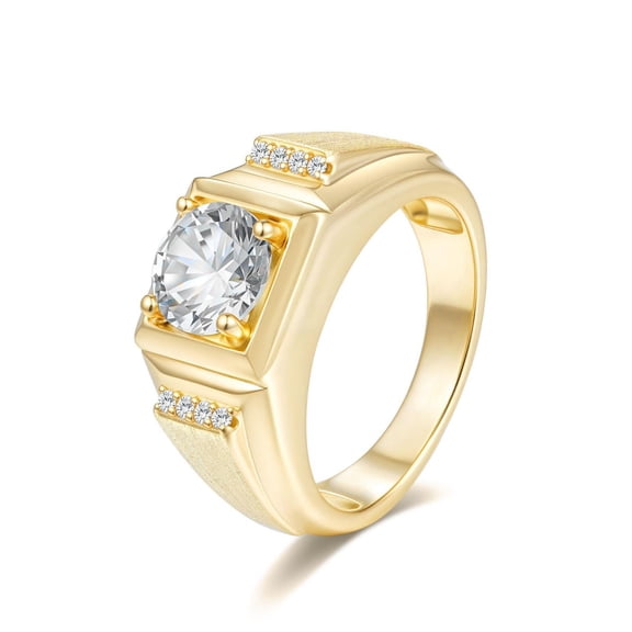 2 Carat Gold Moissanite Ring for Men D Color VVS1 Clarity Wide Wedding Bands 925 Sterling Silver Diamond Ring Size 7-12