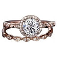 thumbnail image 1 of 2 Carat Halo Man made diamond moissanite and Man made diamond moissanite Wedding Ring set with 18k Gold Plating, 1 of 6