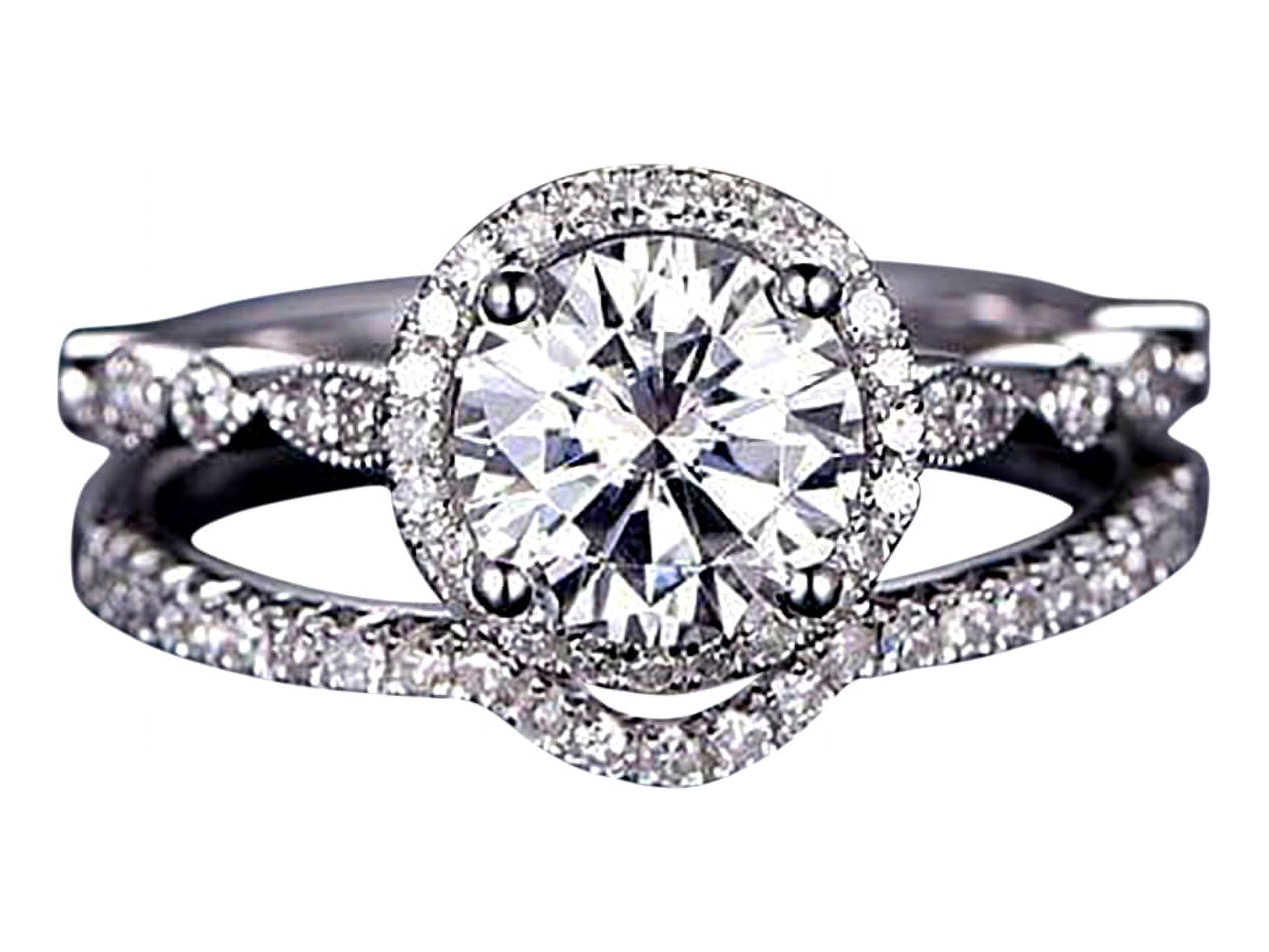 2 Carat Halo Moissanite and Diamond Bridal Ring Set in 10k White Gold 2 Carat Halo Moissanite and Diamond Bridal Ring Set in 10k White Gold