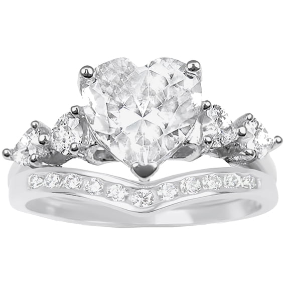 LaRaso & Co Exclusive Heart Cut Wedding Ring Set for Women Size 8
