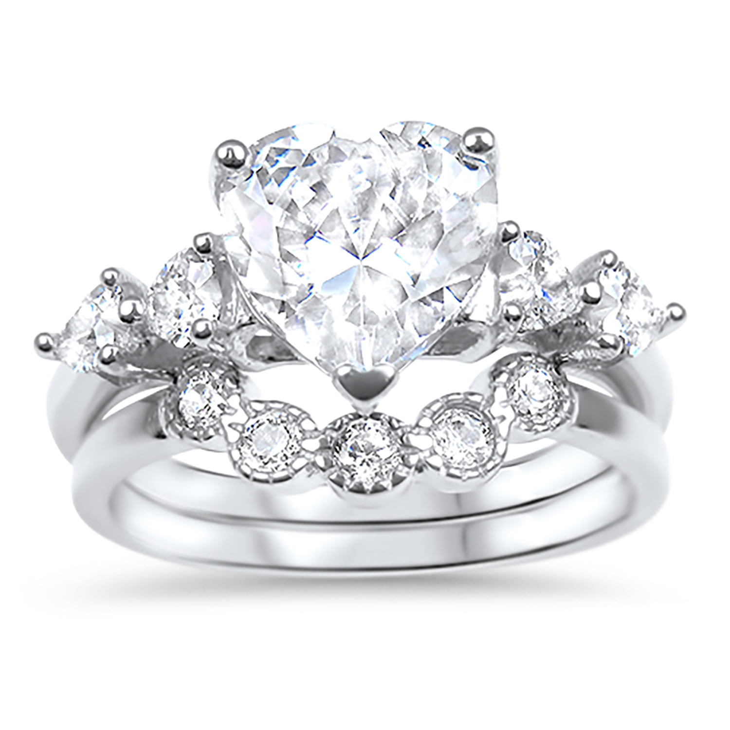 0.22 CT. T.W. Diamond Heart Frame Twist Bridal Set in 10K White Gold |  Peoples Jewellers