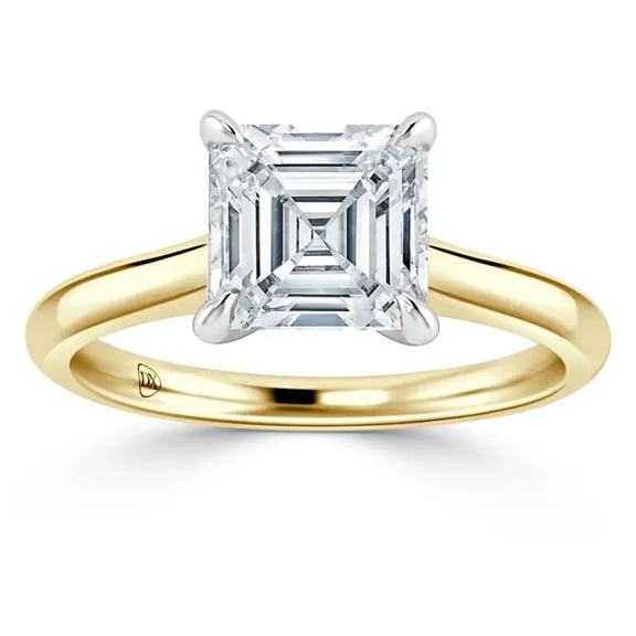 OM-RE Asscher Shape FG Diamond Engagement Ring, 2 ct, 14K Yellow Gold