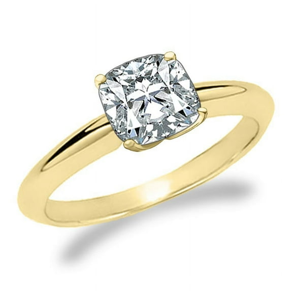 2 Carat IGI Certified Cushion Cut Lab Grown Diamond 14K Yellow Gold Solitaire Engagement Ring Size 9.5 (G-H Color, VS2 Clarity)