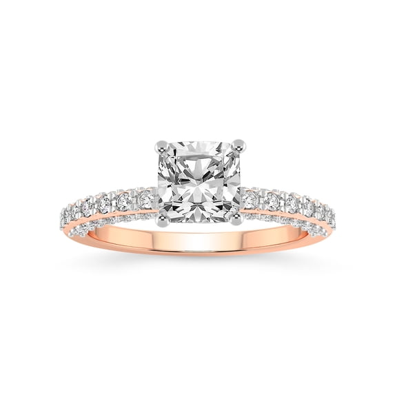 2 Carat IGI Certified Cushion Shape Lab Grown Diamond Engagement Ring | 14K Rose Gold | Atria Secret Double Halo Lab Diamond Ring | FG-VS1-VS2 Quality Friendly Diamonds