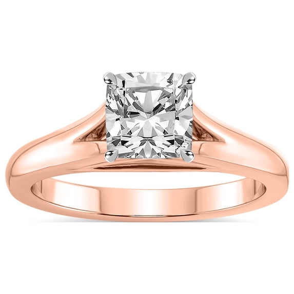 IGI Certified 2 Carat Cushion Shape Lab Grown Diamond Engagement Ring | 14K Rose Gold | Cathedral Split Shank Solitaire Diamond Ring | FG-VS1-VS2 Quality Friendly Diamonds