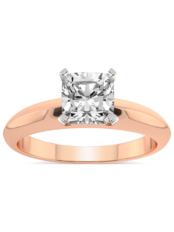 2 Carat IGI Certified Cushion Shape Lab Grown Diamond Engagement Ring | 14K Rose Gold |Eloise Solitaire Knife Edge Lab Diamond Ring | FG-VS1-VS2 Quality Friendly Diamonds