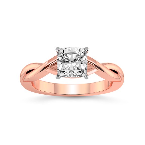 2 Carat IGI Certified Cushion Shape Lab Grown Diamond Engagement Ring | 14K Rose Gold | Intertwine Bliss Solitaire Lab Diamond Ring | FG-VS1-VS2 Quality Friendly Diamonds