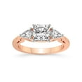 thumbnail image 1 of 2 Carat IGI Certified Cushion Shape Lab Grown Diamond Engagement Ring | 14K Rose Gold | Leona Three stone Side Pear Shape Lab Diamond Ring | FG-VS1-VS2 Quality Friendly Diamonds, 1 of 5