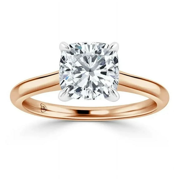 OM-RE Cushion Shape Lab Grown Diamond Engagement Ring, 2 ct, 14K Rose Gold