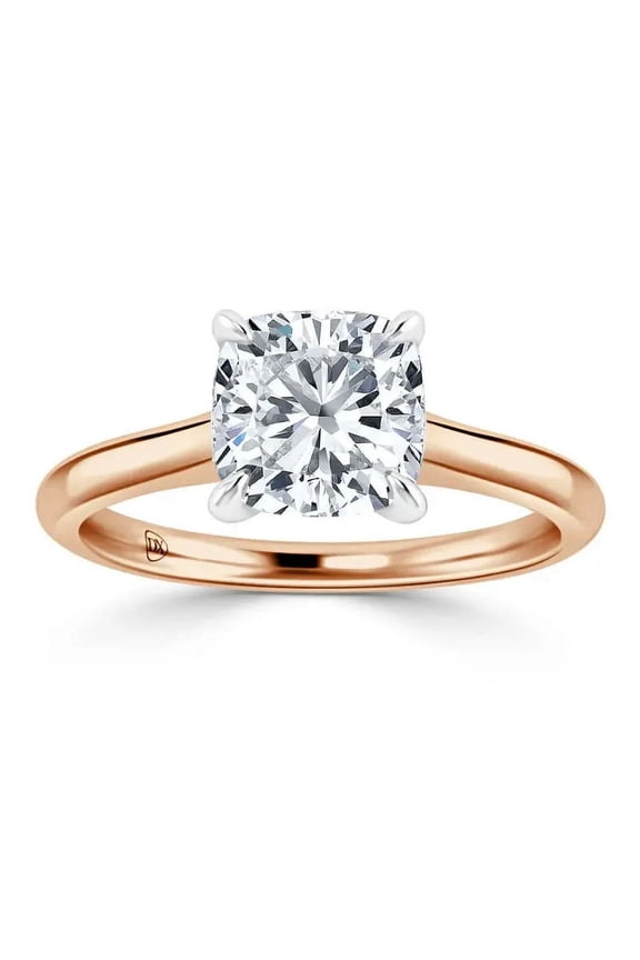 Cushion Shape FG Diamond Engagement Ring, 2 ct, 14k Rose Gold