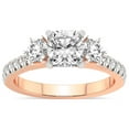 thumbnail image 1 of 2 Carat IGI Certified Cushion Shape Lab Grown Diamond Engagement Ring | 14K Rose Gold | Tiara Three Stone Lab Diamond Ring | FG-VS1-VS2 Quality Friendly Diamonds, 1 of 5