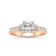 thumbnail image 1 of 2 Carat IGI Certified Cushion Shape Lab Grown Diamond Engagement Ring | 14K Rose Gold | Trilogy Three Stone Lab Diamond Ring | FG-VS1-VS2 Quality Friendly Diamonds, 1 of 5