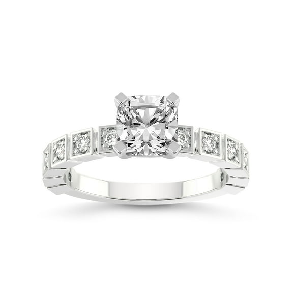 2 Carat IGI Certified Cushion Shape Lab Grown Diamond Engagement Ring | 14K White Gold | Cheryl Side Stone Lab Diamond Ring | FG-VS1-VS2 Quality Friendly Diamonds