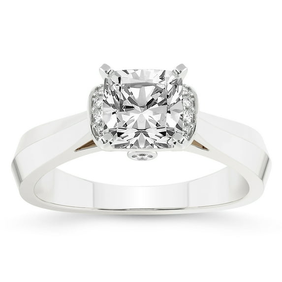 IGI Certified 2 Carat Cushion Shape Lab Grown Diamond Engagement Ring | 14K White Gold | Delanie Side Cuff Lab Diamond Ring | FG-VS1-VS2 Quality Friendly Diamonds