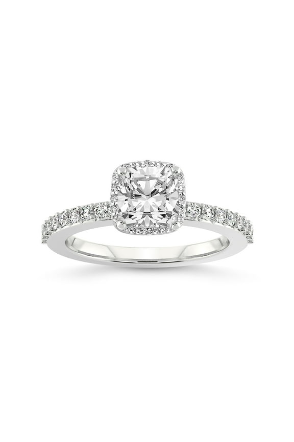 2 Carat IGI Certified Cushion Shape Lab Grown Diamond Engagement Ring | 14K White Gold | Lumina Halo Diamond Eternity Lab Diamond Ring | FG-VS1-VS2 Quality Friendly Diamonds