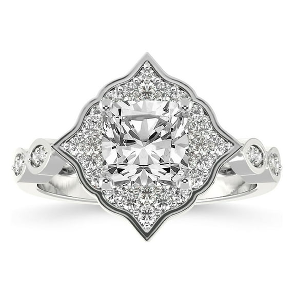 2 Carat IGI Certified Cushion Shape Lab Grown Diamond Engagement Ring | 14K White Gold | Melody Vintage Halo Lab Diamond Ring | FG-VS1-VS2 Quality Friendly Diamonds