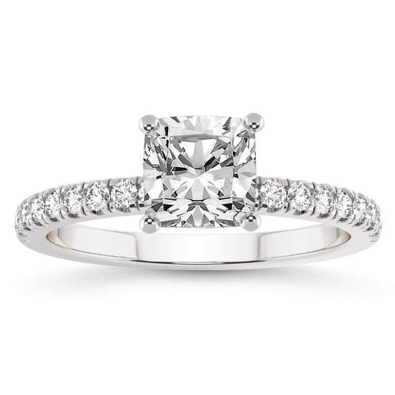 IGI Certified 2 Carat Cushion Shape Lab Grown Diamond Engagement Ring | 14K White Gold |Nomi Classic Eternity Lab Diamond Ring | FG-VS1-VS2 Quality Friendly Diamonds