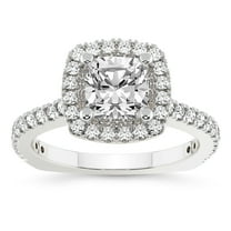 IGI Certified 2 Carat Cushion Shape Lab Grown Diamond Engagement Ring | 14K White Gold | Valerie Euro Shank Halo Lab Diamond Ring | FG-VS1-VS2 Quality Friendly Diamonds