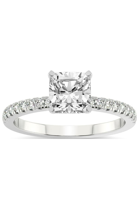 2 Carat IGI Certified Cushion Shape Lab Grown Diamond Engagement Ring | 14K White Gold | Venetia Half Eternity Lab Diamond Ring | FG-VS1-VS2 Quality Friendly Diamonds