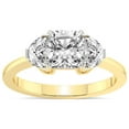 thumbnail image 1 of 2 Carat IGI Certified Cushion Shape Lab Grown Diamond Engagement Ring | 14K Yellow Gold | Antonia Three Stone Half Moonset Diamond Ring | FG-VS1-VS2 Quality Friendly Diamonds, 1 of 5