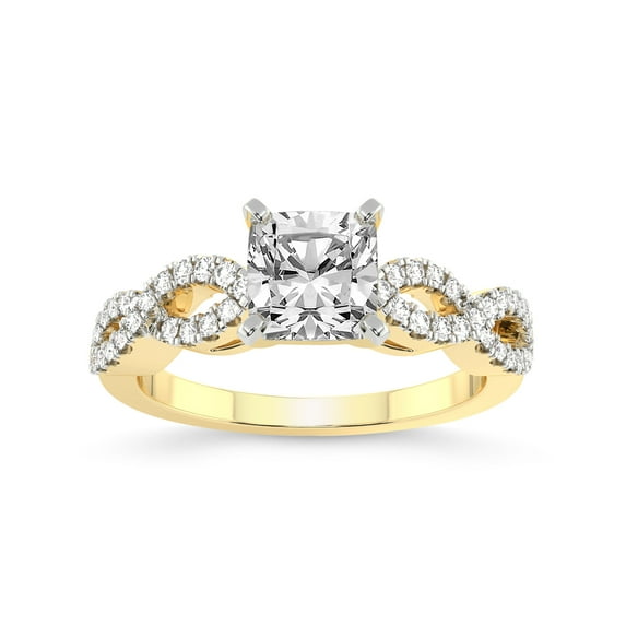2 Carat IGI Certified Cushion Shape Lab Grown Diamond Engagement Ring | 14K Yellow Gold | Lorene Twisted Shank Lab Diamond Ring | FG-VS1-VS2 Quality Friendly Diamonds