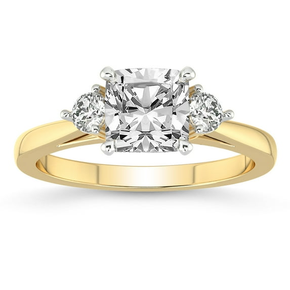 IGI Certified 2 Carat Cushion Shape Lab Grown Diamond Engagement Ring | 14K White Gold | Synthia Three Stone Lab Diamond Ring | FG-VS1-VS2 Quality Friendly Diamonds