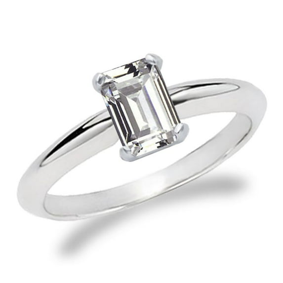 2 Carat IGI Certified Emerald Cut Lab Grown Diamond 14K White Gold Solitaire Engagement Ring Size 3.5 (G-H Color, VS2 Clarity)