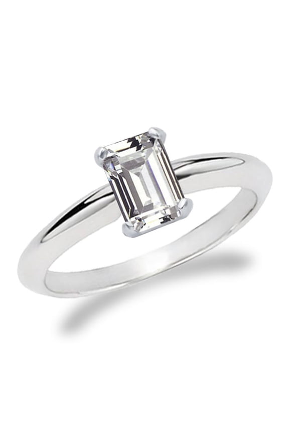 2 Carat IGI Certified Emerald Cut Lab Grown Diamond 14K White Gold Solitaire Engagement Ring Size 9.5 (G-H Color, VS2 Clarity)