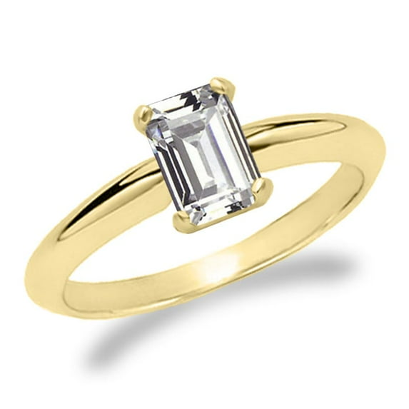 2 Carat IGI Certified Emerald Cut Lab Grown Diamond 14K Yellow Gold Solitaire Engagement Ring Size 8(G-H Color, VS2 Clarity)