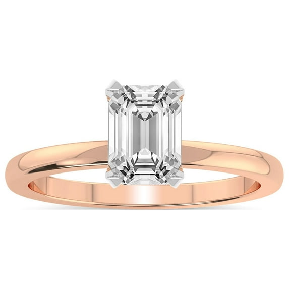 IGI Certified 2 Carat Emerald Shape Lab Grown Diamond Engagement Ring | 14K Rose Gold |Lyla Hidden Accents SolitaireLab Diamond Ring | FG-VS1-VS2 Quality Friendly Diamonds