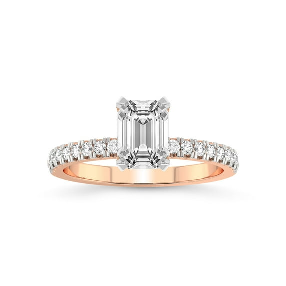 2 Carat IGI Certified Emerald Shape Lab Grown Diamond Engagement Ring | 14K Rose Gold | Serena Eternity Lab Diamond Ring | FG-VS1-VS2 Quality Friendly Diamonds