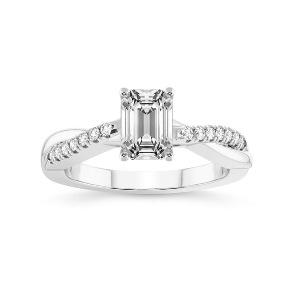 2 Carat IGI Certified Emerald Shape Lab Grown Diamond Engagement Ring | 14K White Gold | Twisted Vine Lab Diamond Ring | FG-VS1-VS2 Quality Friendly Diamonds