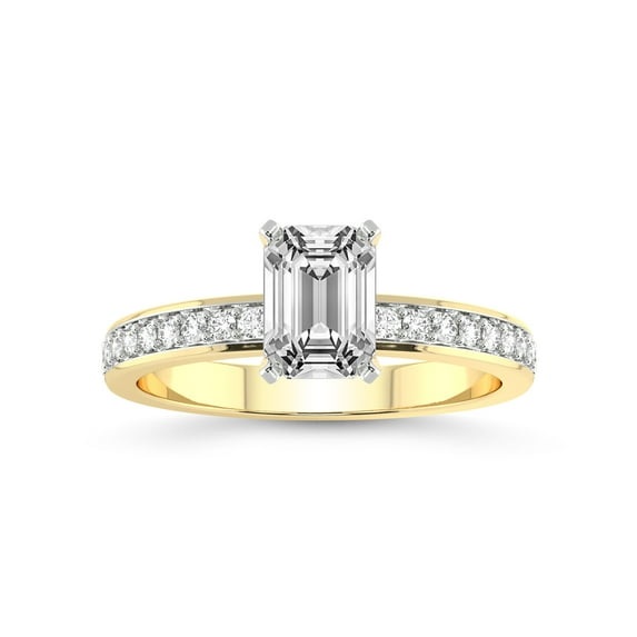 2 Carat IGI Certified Emerald Shape Lab Grown Diamond Engagement Ring | 14K Yellow Gold |Charm Of Love Eternity Lab Diamond Ring | FG-VS1-VS2 Quality Friendly Diamonds