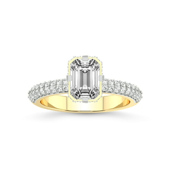 2 Carat IGI Certified Emerald Shape Lab Grown Diamond Engagement Ring | 14K Yellow Gold | Eloa Secret Halo Lab Diamond Ring | FG-VS1-VS2 Quality Friendly Diamonds