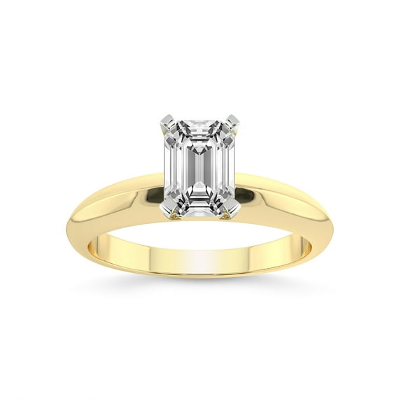 2 Carat IGI Certified Emerald Shape Lab Grown Diamond Engagement Ring | 14K Yellow Gold |Eloise Solitaire Knife Edge Lab Diamond Ring | FG-VS1-VS2 Quality Friendly Diamonds