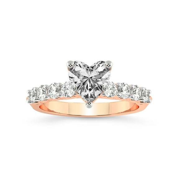 IGI Certified 2 Carat Heart Shape Lab Grown Diamond Engagement Ring | 14K Rose Gold | Cassidy Entwined Prongs Lab Diamond Ring | FG-VS2-VS2 Quality Friendly Diamonds