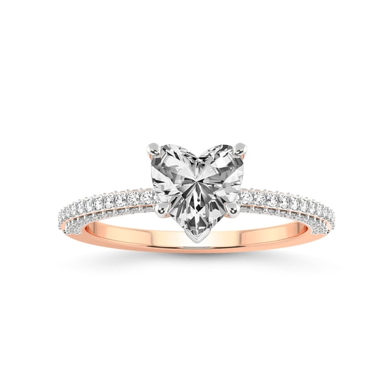 2 Carat IGI Certified Heart Shape Lab Grown Diamond Engagement Ring | 14K Rose Gold | Grace Micro Pave Eternity Lab Diamond Ring | FG-VS1-VS2 Quality Friendly Diamonds